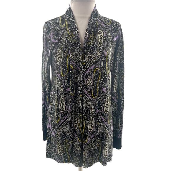 Neiman Marcus cashmere collection paisley open cardigan sz M - Picture 1 of 6
